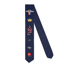 Children's embroidered wool knit tie