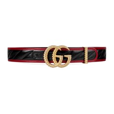 Belt with torchon Double G buckle