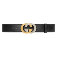 Leather belt with Interlocking G buckle