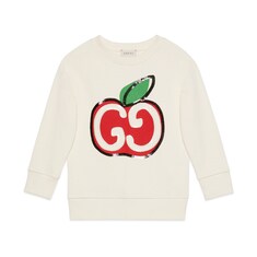 Sweat-shirt pour enfant en coton avec imprimé pomme GG