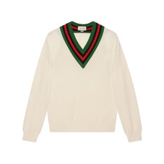 V-neck wool knit sweater