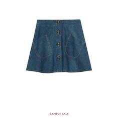 Marble washed denim mini skirt