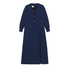 Deep V-neck viscose silk faille dress