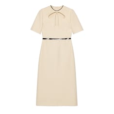 Robe fourreau en laine et soie avec détail ajouré