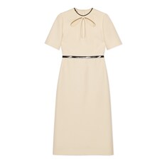 Wool silk sheath dress with cut-out detail