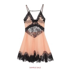 Chiffon and lace short slip dress