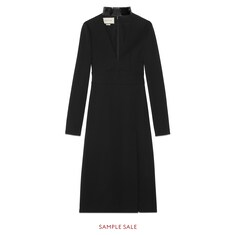 Robe à décolleté en V en viscose avec col amovible