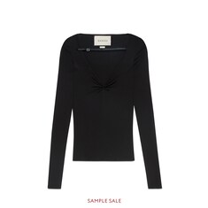 Haut à manches longues et col en V en viscose fine