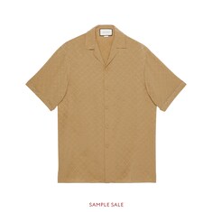 Chemise de bowling en crêpe de soie à carreaux GG