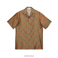 Chemise de bowling en soie avec imprimé à pois GG