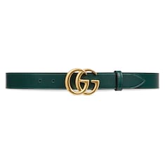 GG Marmont leather belt with shiny buckle