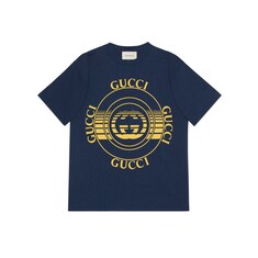 Футболка оверсайз с диском и надписью «Gucci»
