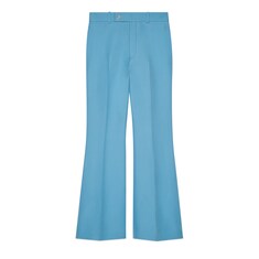 Wool silk cropped flare pant