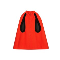 Wool cape with contrast trims