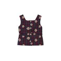 Children's flower check cotton top
