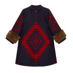 Manteau pour enfant en laine avec motif géométrique abeille et G