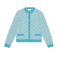 Cardigan en piqué de coton et laine GG