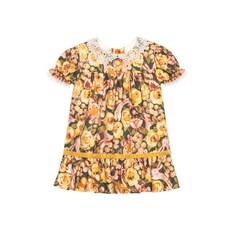 Robe pour bébé en viscose à imprimé roses et lapins