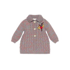 Baby wool mouline coat with strawberry