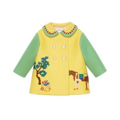 Baby wool coat with tree and horse embroidery