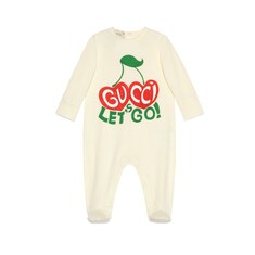 Baby cotton Gucci 'Let's Go' and cherries one-piece