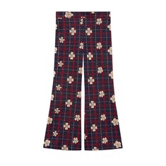Pantalon pour enfant en coton à carreaux fleuri