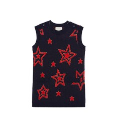 Robe tunique pour enfant en jacquard de laine à motif étoile