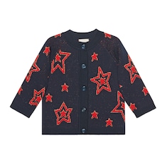 Cardigan pour enfant en jacquard de laine à motif étoile