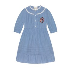 Robe pour enfant en coton vichy avec détail G