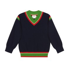 Children's wool sweater with Web stripe