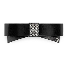 Barrette nœud en cuir avec cristaux