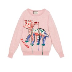 Mohair sweater with fawn intarsia