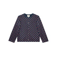 Baby cotton cardigan with Gucci polka dot print