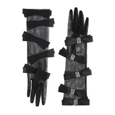 Gants en tulle avec nœuds en cristaux