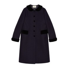 Wool coat with velvet details
