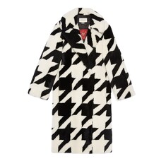 Houndstooth shearling coat