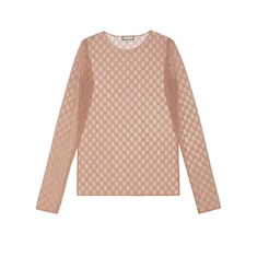 GG embroidered tulle long-sleeve top