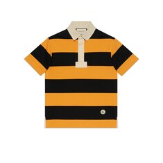 Striped cotton polo with patch
