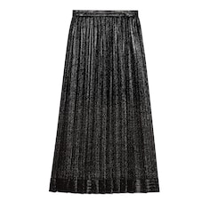 Pinstripe lamé plissé skirt