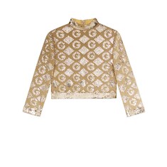 Lamé G rhombi jacquard top