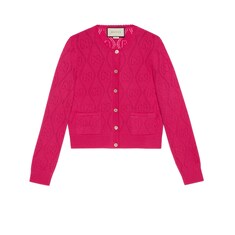 GG perforated wool crop cardigan