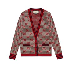 Cardigan aus Wolle und GG Jacquard