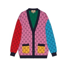 Cardigan en laine et coton multicolores GG