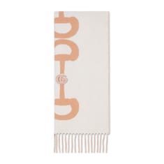 Wool cashmere scarf with intarsia