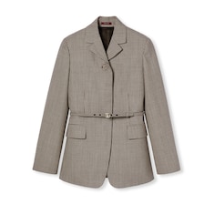 Chaqueta de lana gingham con cinturón