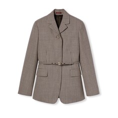 Giacca in lana a quadretti con cintura