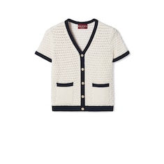 Cardigan in fine cotone a uncinetto