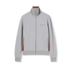 Giacca in piquet di cotone double con cerniera