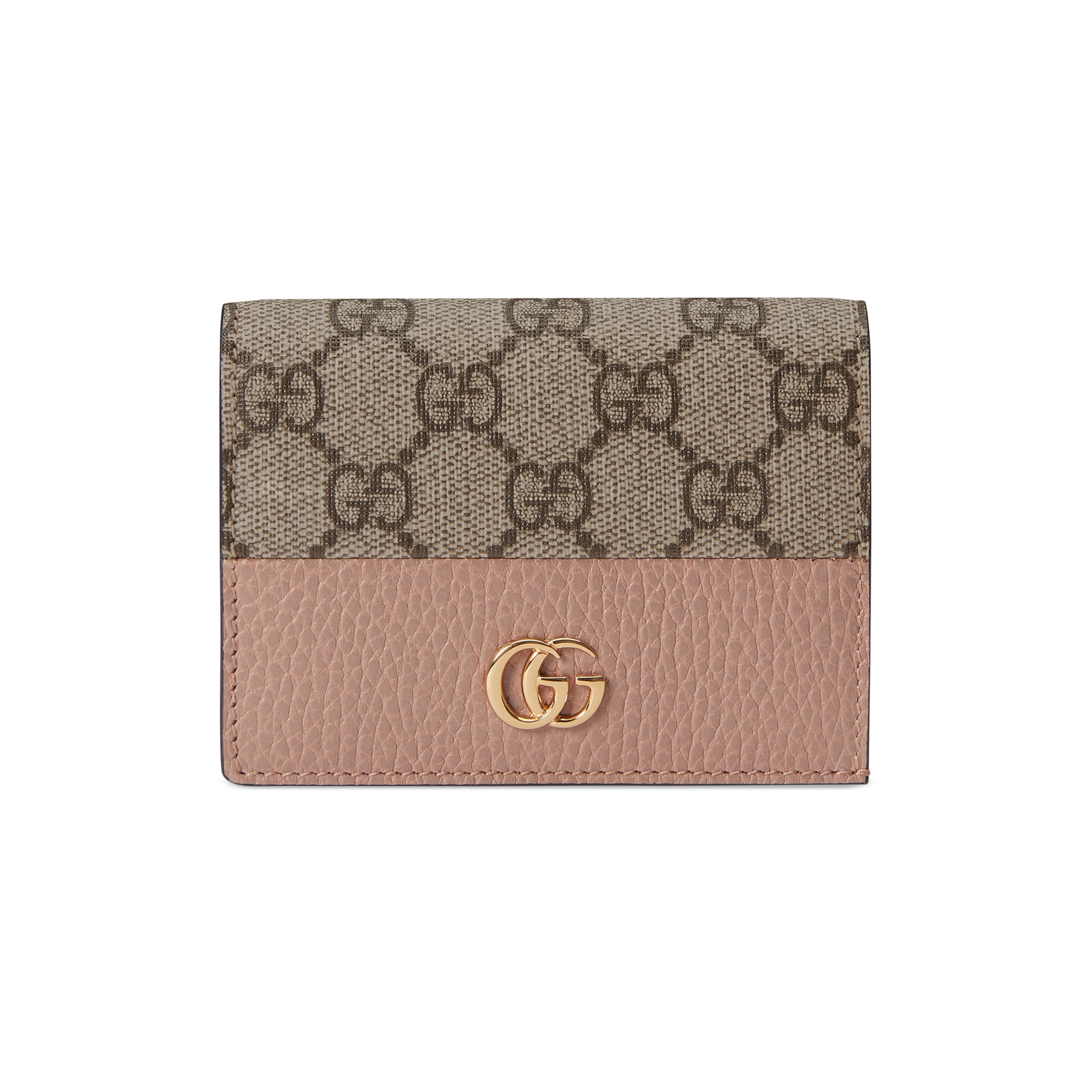 Shop Gucci Gg Marmont Card Case Wallet In Beige