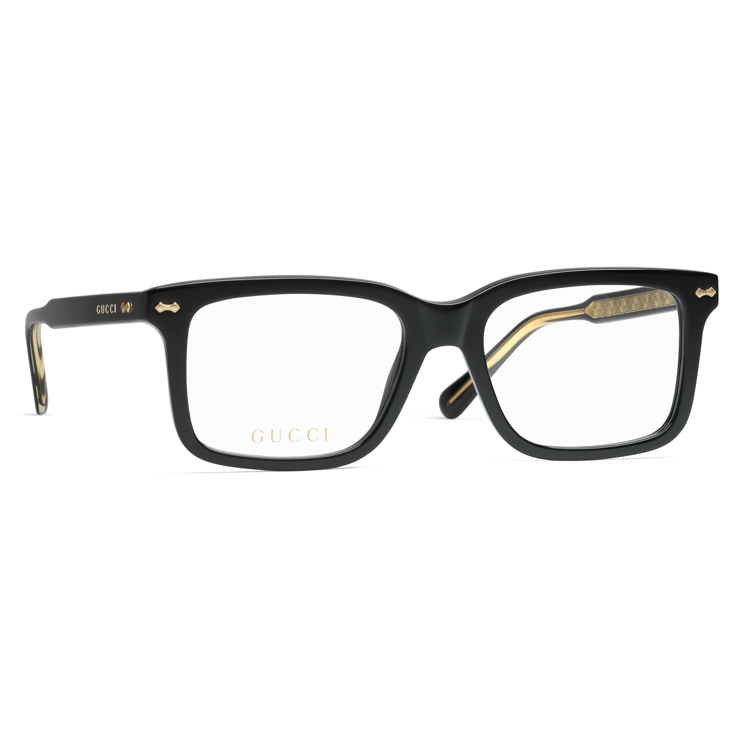 Gucci Rectangular Optical Frame In Black Modesens